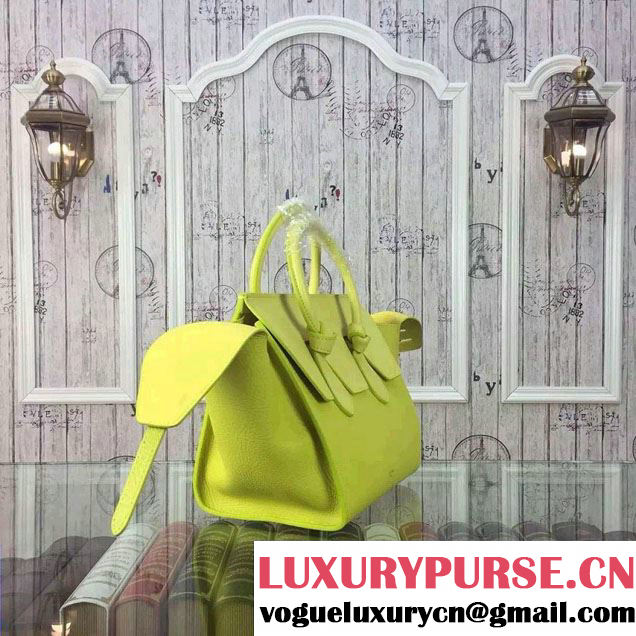 Celine Tie Tote Mini Bag in Grained/Calfskin Leather Yellow 2015