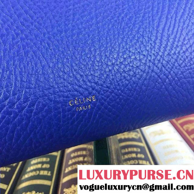 Celine Tie Tote Mini Bag in Grained/Calfskin Leather Blue/Camel 2015