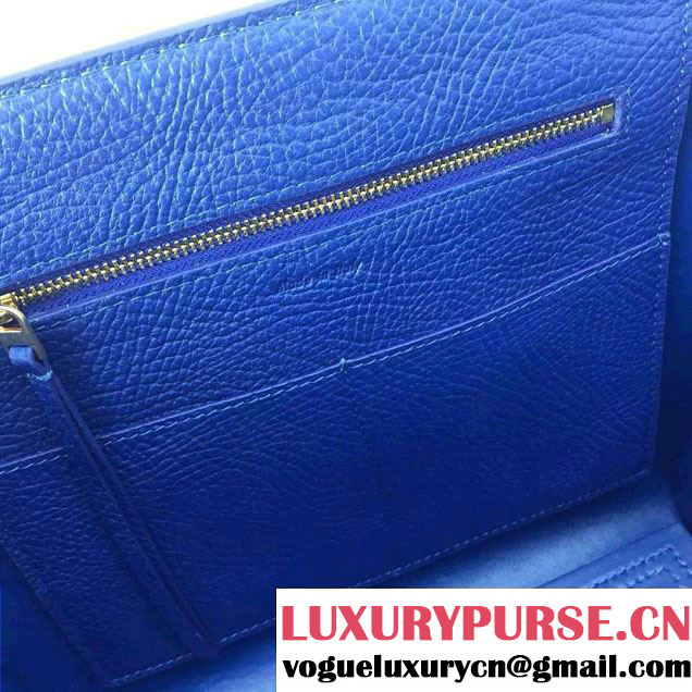 Celine Tie Tote Mini Bag in Grained/Calfskin Leather Blue/Camel 2015