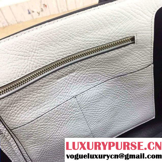 Celine Tie Tote Mini Bag in Grained/Calfskin Leather White/Black 2015