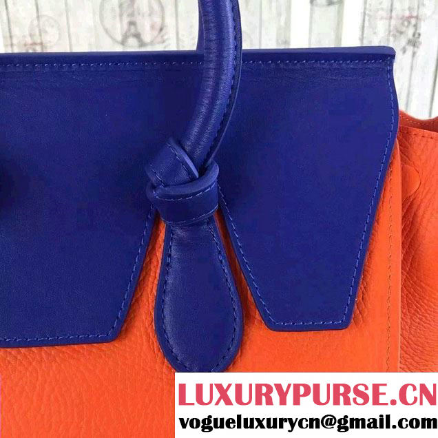 Celine Tie Tote Mini Bag in Grained/Calfskin Leather Orange/Blue 2015