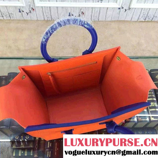 Celine Tie Tote Mini Bag in Grained/Calfskin Leather Orange/Blue 2015