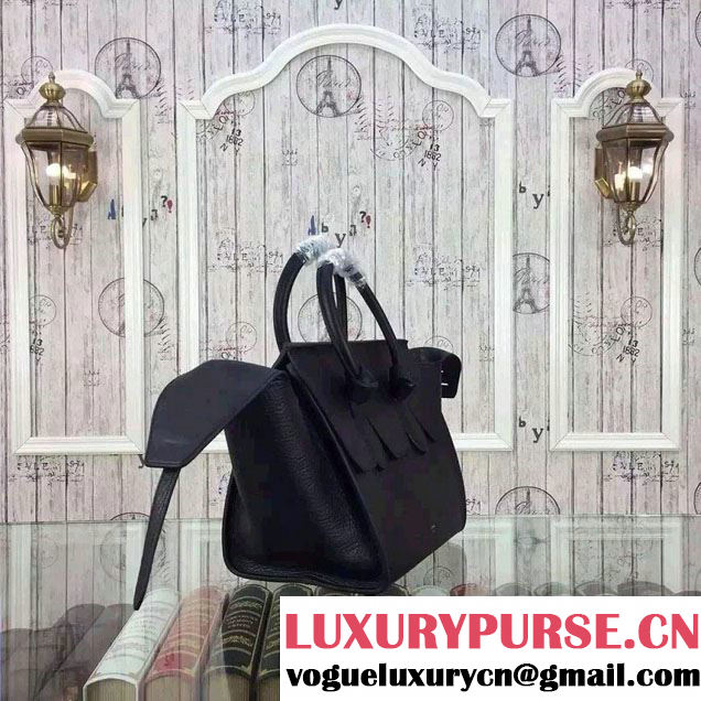 Celine Tie Tote Mini Bag in Grained/Calfskin Leather Black 2015