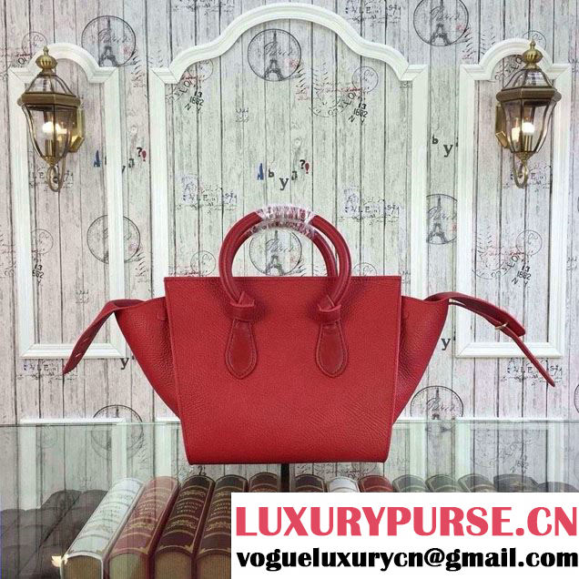Celine Tie Tote Mini Bag in Grained/Calfskin Leather Red 2015