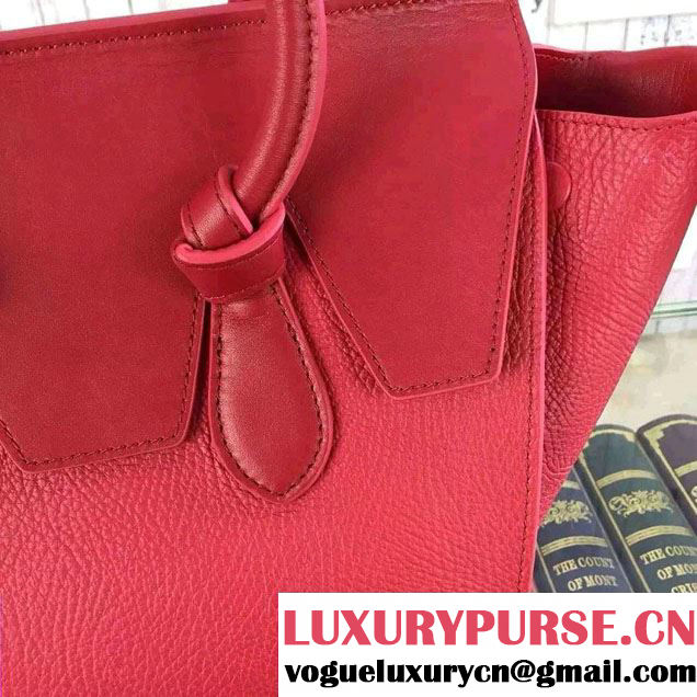 Celine Tie Tote Mini Bag in Grained/Calfskin Leather Red 2015