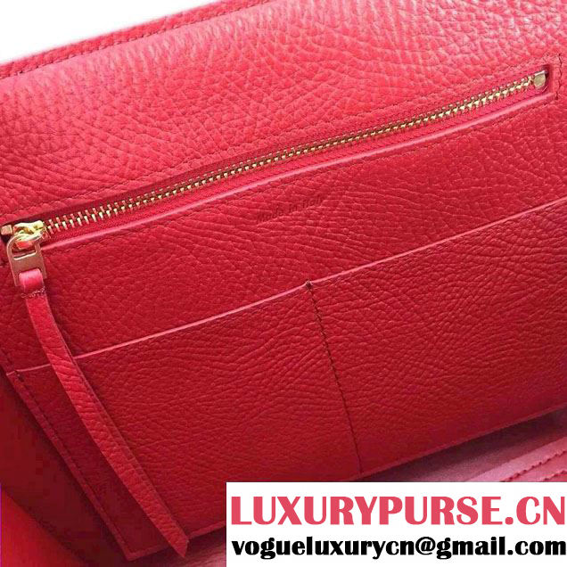Celine Tie Tote Mini Bag in Grained/Calfskin Leather Red 2015