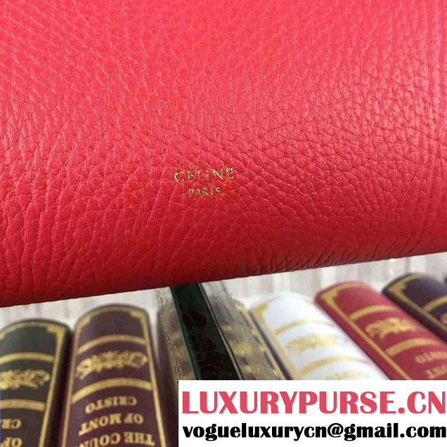 Celine Tie Tote Mini Bag in Grained/Calfskin Leather Red 2015