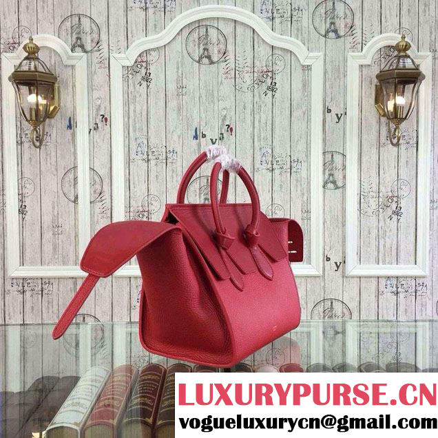 Celine Tie Tote Mini Bag in Grained/Calfskin Leather Red 2015
