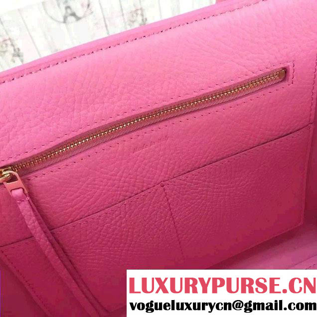 Celine Tie Tote Mini Bag in Grained/Calfskin Leather Pink 2015