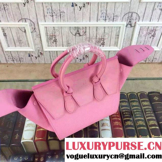 Celine Tie Tote Mini Bag in Grained/Calfskin Leather Pink 2015