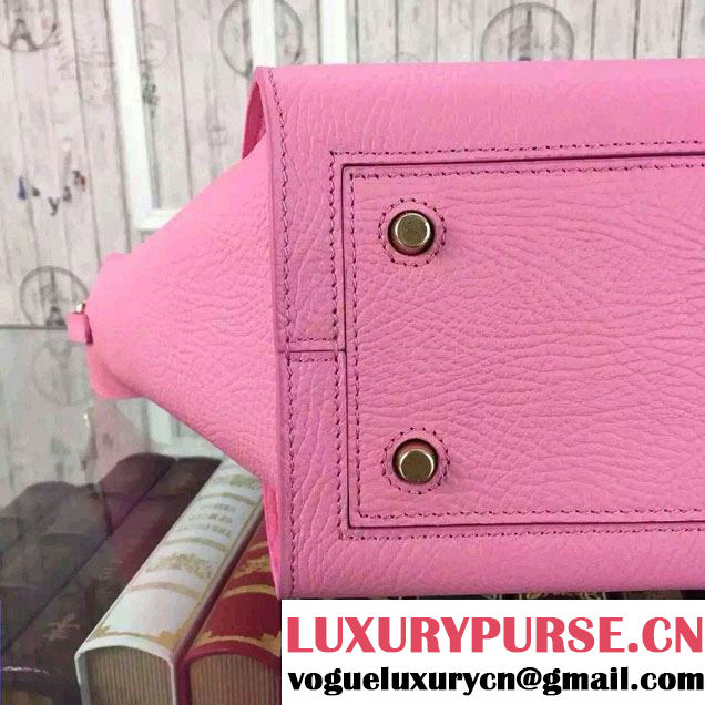 Celine Tie Tote Mini Bag in Grained/Calfskin Leather Pink 2015