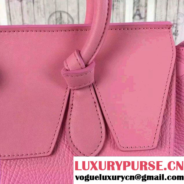 Celine Tie Tote Mini Bag in Grained/Calfskin Leather Pink 2015