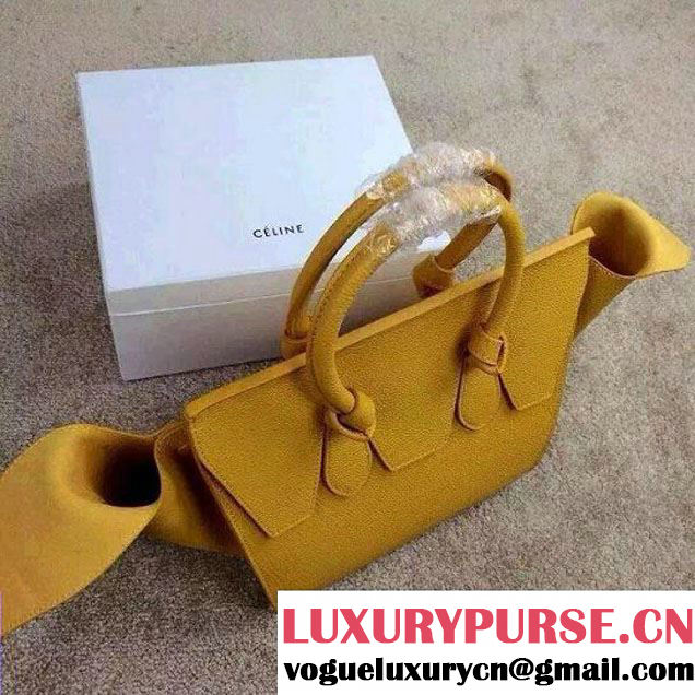 Celine Tie Tote Mini Bag in Clemence Leather Yellow 2015
