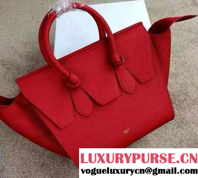 Celine Tie Tote Mini Bag in Clemence Leather Red 2015