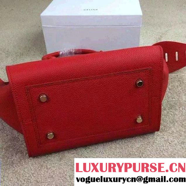 Celine Tie Tote Mini Bag in Clemence Leather Red 2015