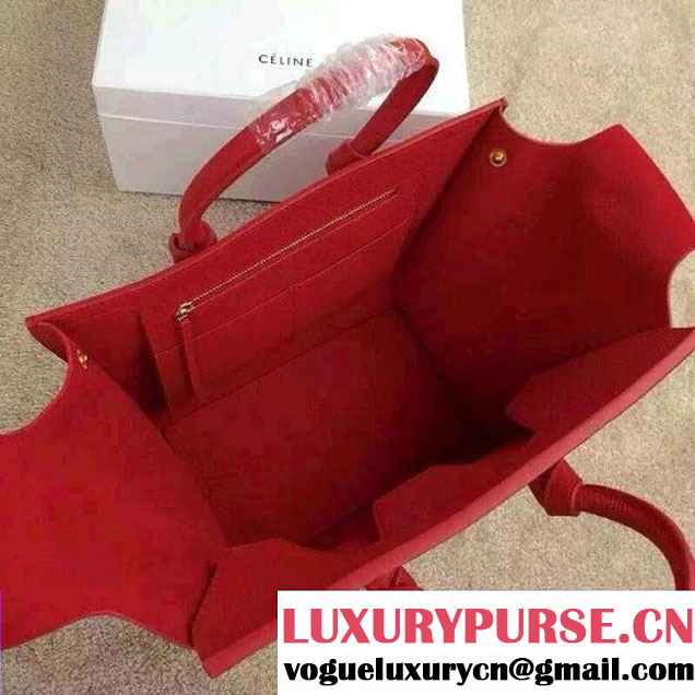Celine Tie Tote Mini Bag in Clemence Leather Red 2015