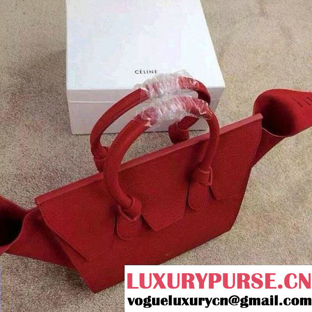 Celine Tie Tote Mini Bag in Clemence Leather Red 2015