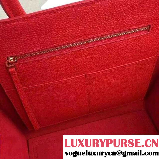 Celine Tie Tote Mini Bag in Clemence Leather Red 2015