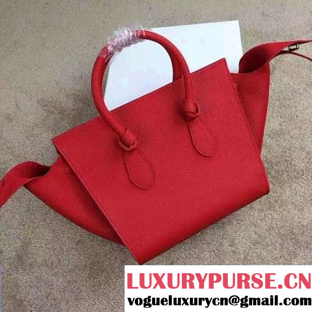 Celine Tie Tote Mini Bag in Clemence Leather Red 2015