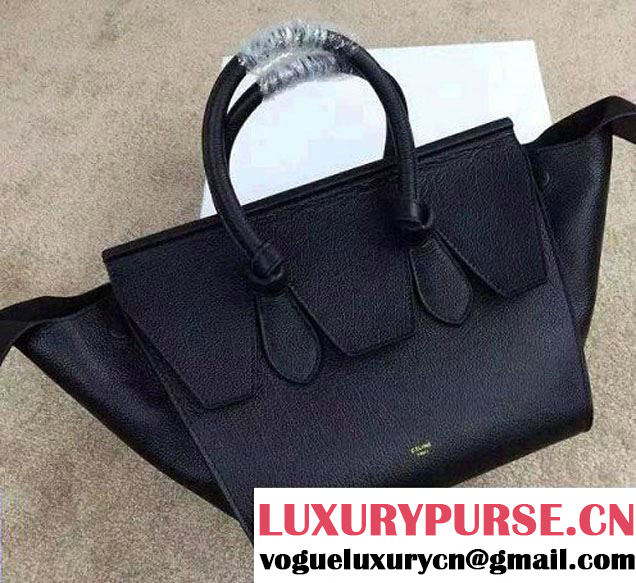 Celine Tie Tote Mini Bag in Clemence Leather Black 2015