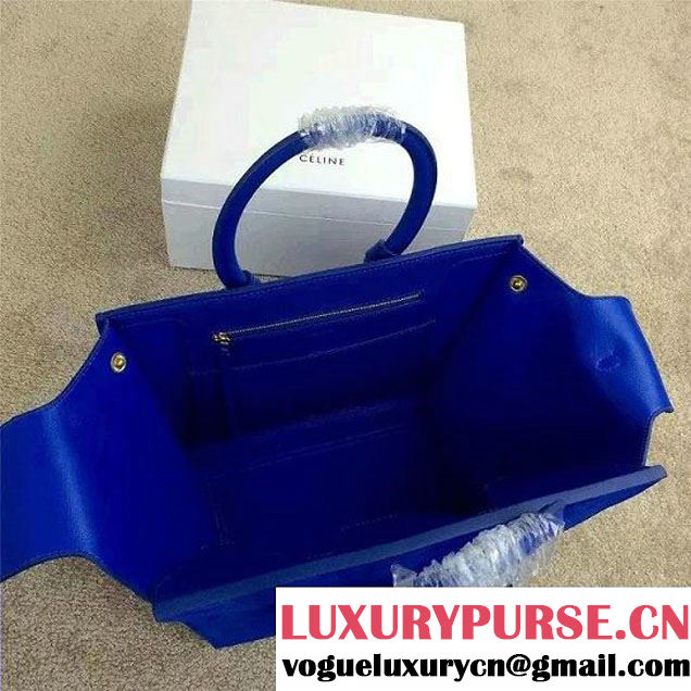 Celine Tie Tote Mini Bag in Suede/Calfskin Leather Blue 2015