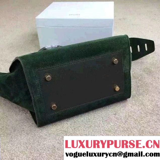 Celine Tie Tote Mini Bag in Suede/Calfskin Leather Green/Gray 2015