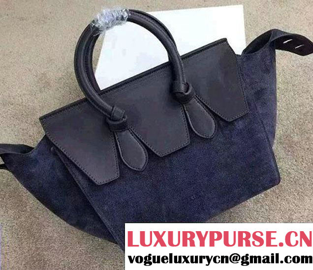 Celine Tie Tote Mini Bag in Suede/Calfskin Leather Gray 2015