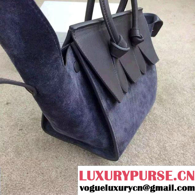 Celine Tie Tote Mini Bag in Suede/Calfskin Leather Gray 2015