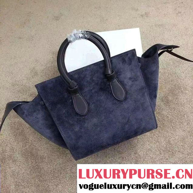 Celine Tie Tote Mini Bag in Suede/Calfskin Leather Gray 2015
