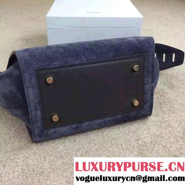 Celine Tie Tote Mini Bag in Suede/Calfskin Leather Gray 2015