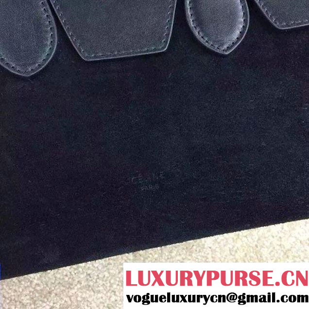 Celine Tie Tote Mini Bag in Suede/Calfskin Leather Black 2015