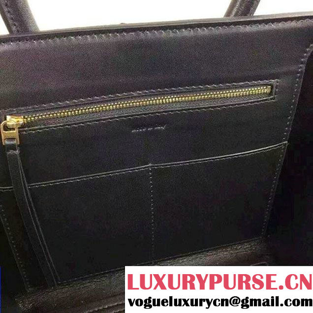 Celine Tie Tote Mini Bag in Suede/Calfskin Leather Black 2015