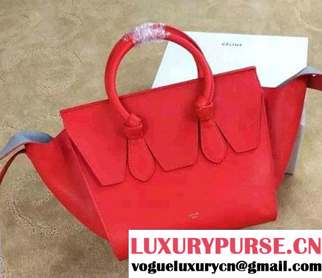 Celine Tie Tote Mini Bag in Calfskin Leather Red 2015