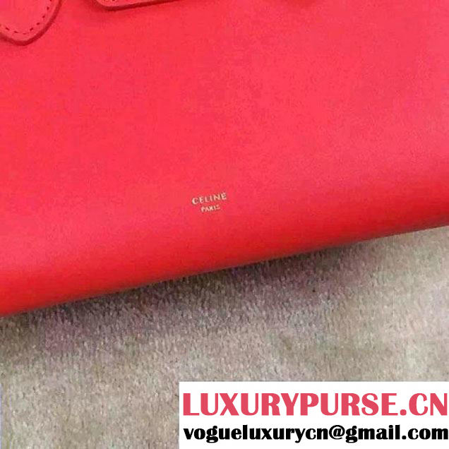 Celine Tie Tote Mini Bag in Calfskin Leather Red 2015