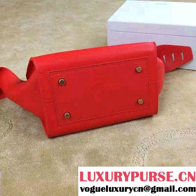 Celine Tie Tote Mini Bag in Calfskin Leather Red 2015