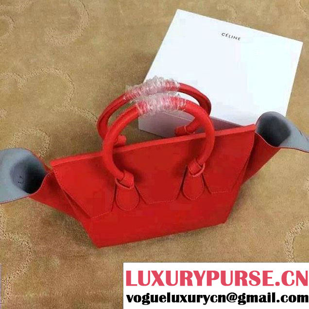 Celine Tie Tote Mini Bag in Calfskin Leather Red 2015