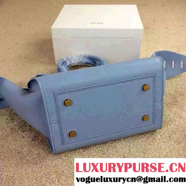 Celine Tie Tote Mini Bag in Calfskin Leather Baby Blue 2015
