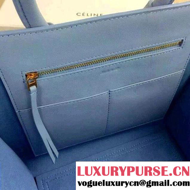 Celine Tie Tote Mini Bag in Calfskin Leather Baby Blue 2015