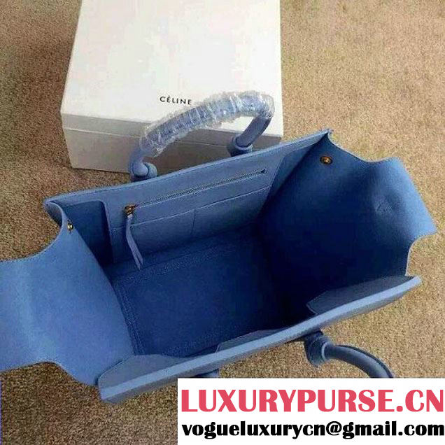 Celine Tie Tote Mini Bag in Calfskin Leather Baby Blue 2015