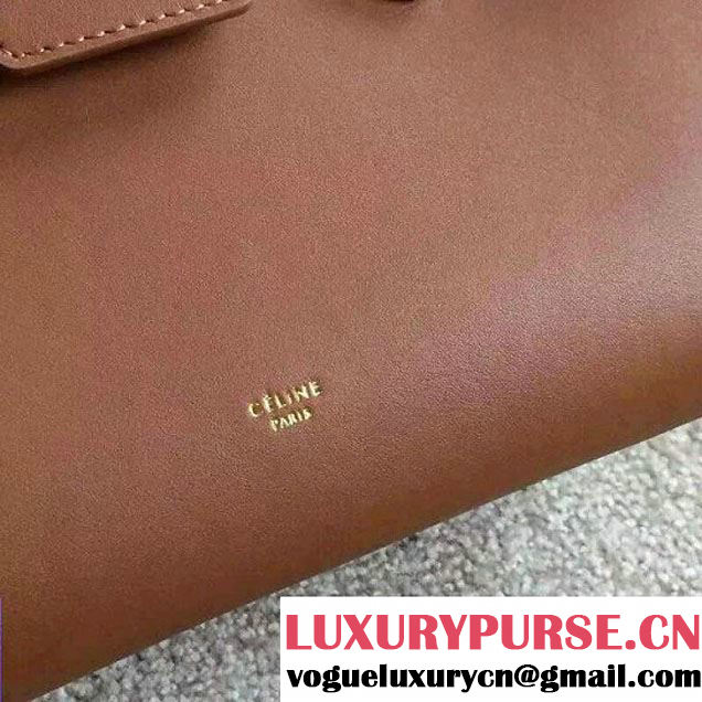 Celine Tie Tote Mini Bag in Calfskin Leather Brown 2015