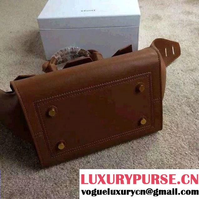 Celine Tie Tote Mini Bag in Calfskin Leather Brown 2015