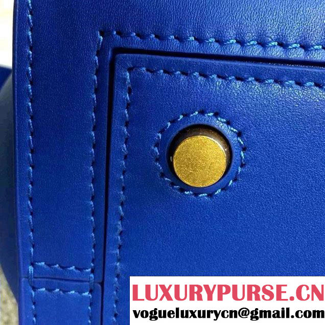 Celine Tie Tote Mini Bag in Calfskin Leather Blue 2015