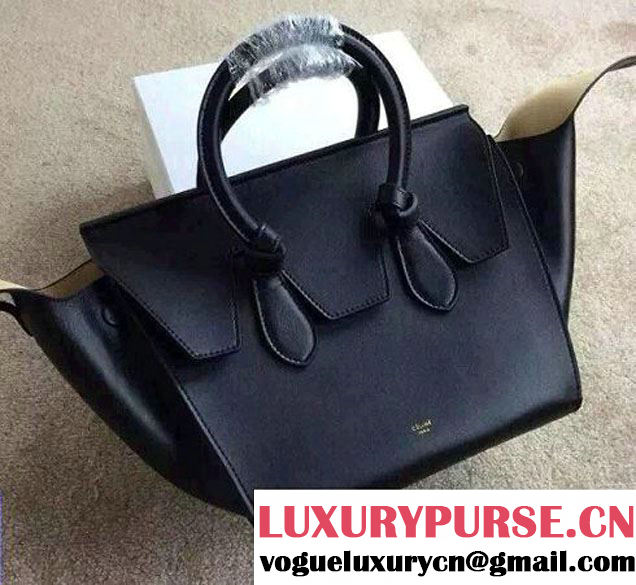 Celine Tie Tote Mini Bag in Calfskin Leather Black 2015