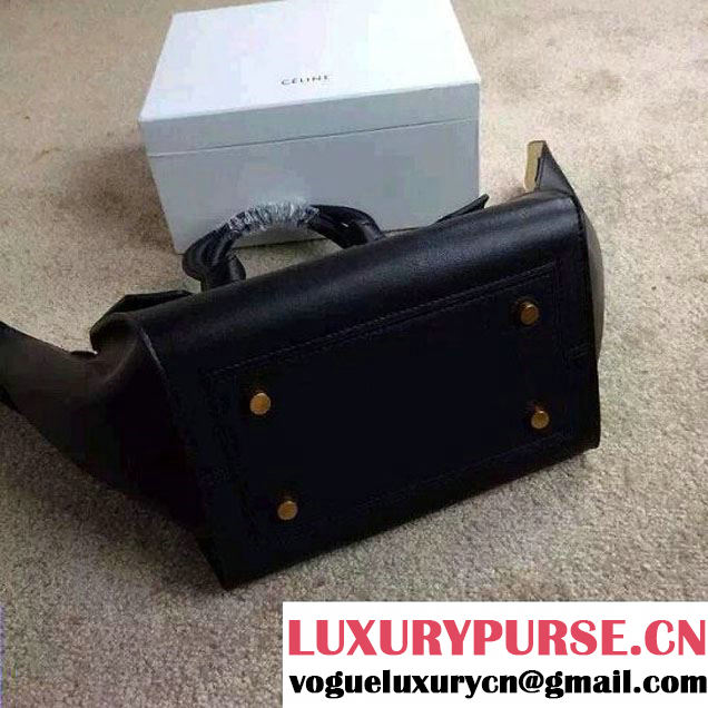 Celine Tie Tote Mini Bag in Calfskin Leather Black 2015