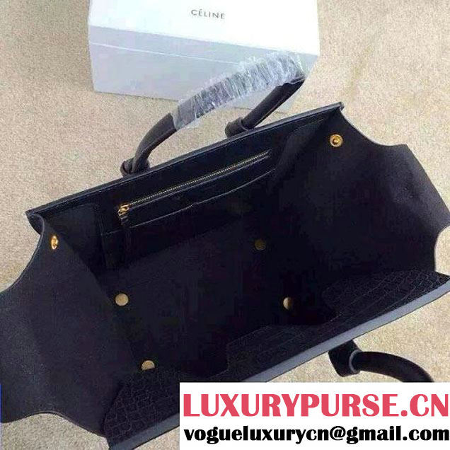 Celine Tie Tote Mini Bag in Crocodile Pattern Leather Black 2015