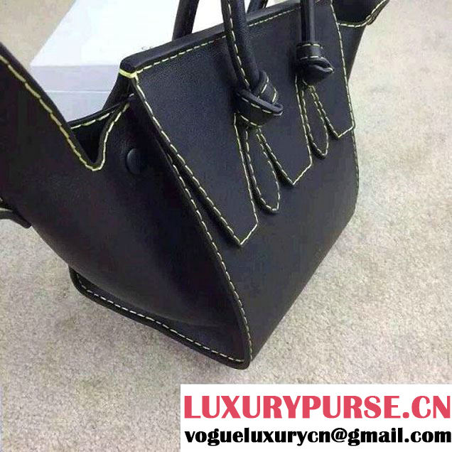 Celine Tie Tote Mini Bag in Natural Leather Black 2015