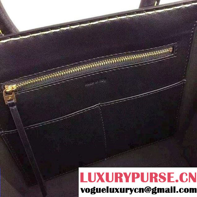 Celine Tie Tote Mini Bag in Natural Leather Black 2015