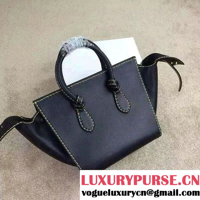 Celine Tie Tote Mini Bag in Natural Leather Black 2015