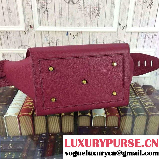 Celine Tie Tote Small Bag in Grained/Calfskin Leather Burgundy 2015