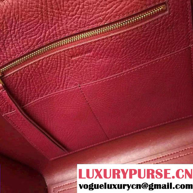 Celine Tie Tote Small Bag in Grained/Calfskin Leather Burgundy 2015